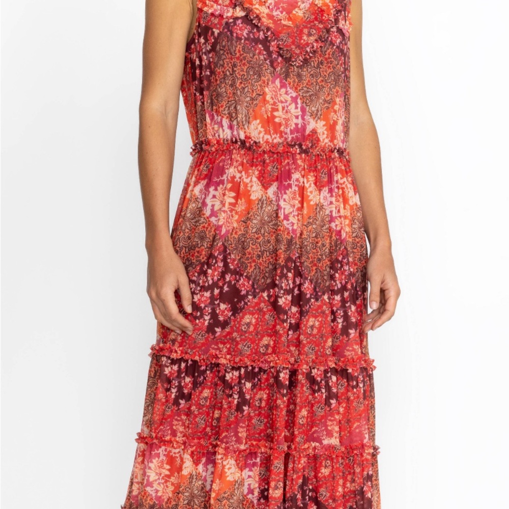 Johnny Was JOSEPHINA MESH MIDI DRESS Pre-loved SZ XL MSRP$318